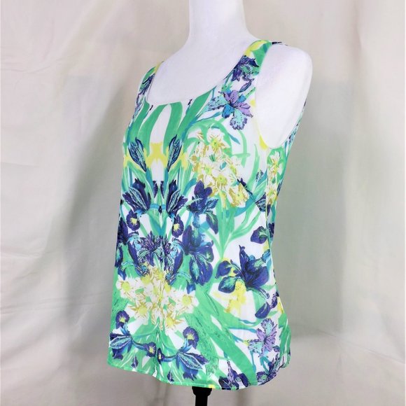 Betsey Johnson Exotic Design Print Sheer w Lining Semi-Fit Sleeveless Tank Top 4 - Picture 7 of 16
